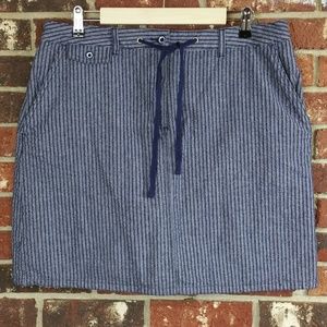 Karen Scott Cotton Blue Striped Skort Skirt Shorts